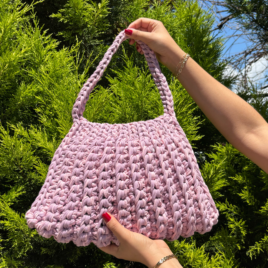 EcoPunch pembe el yapımı çanta